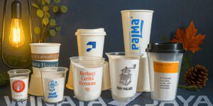 Contoh sablon dan printing cup plastik serta paper cup custom