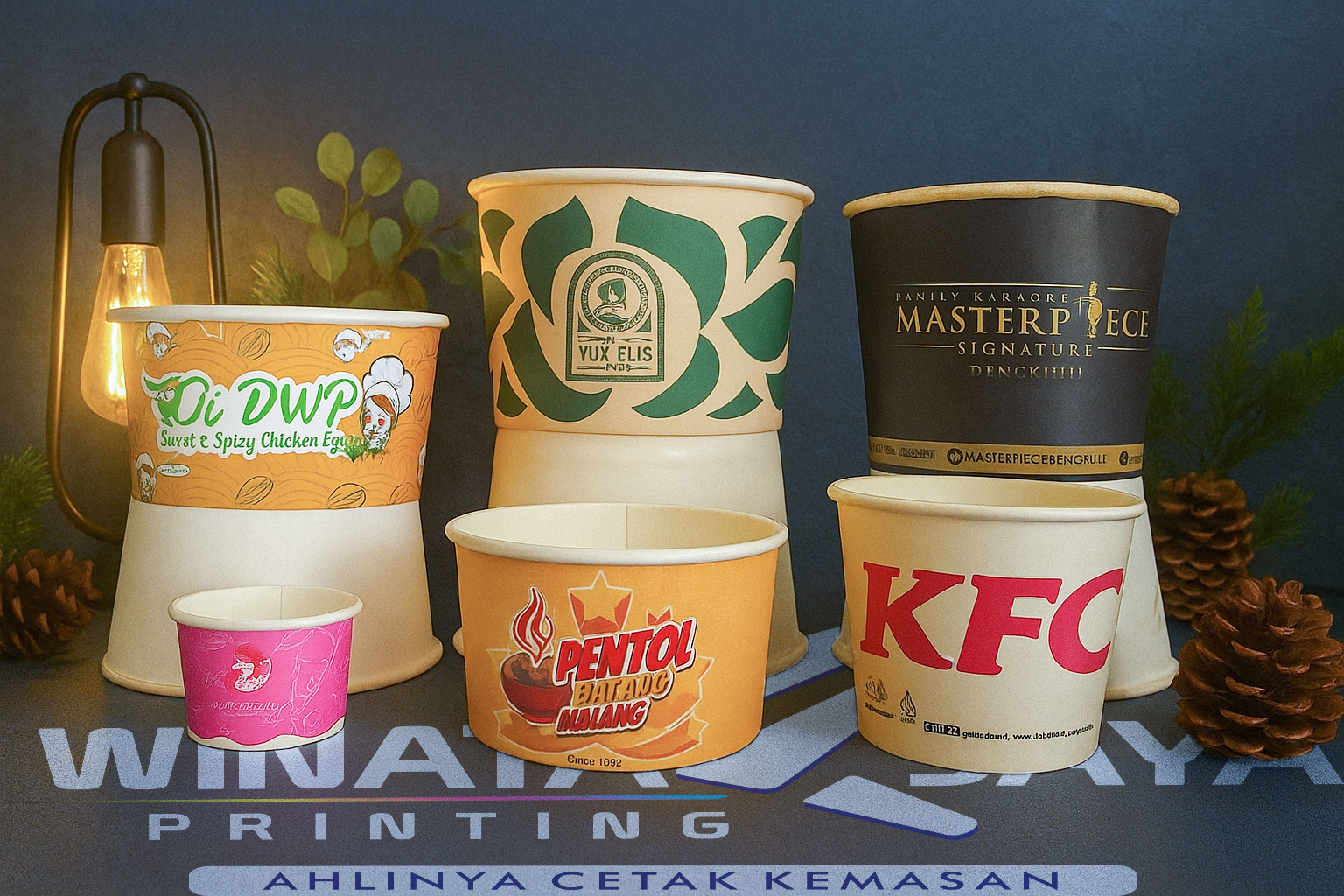 Paper bowl custom berlogo produksi WJPackindo Bandung