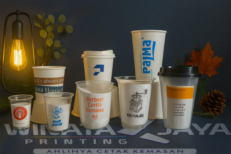 Contoh paper cup custom berbagai ukuran dengan cetak logo brand